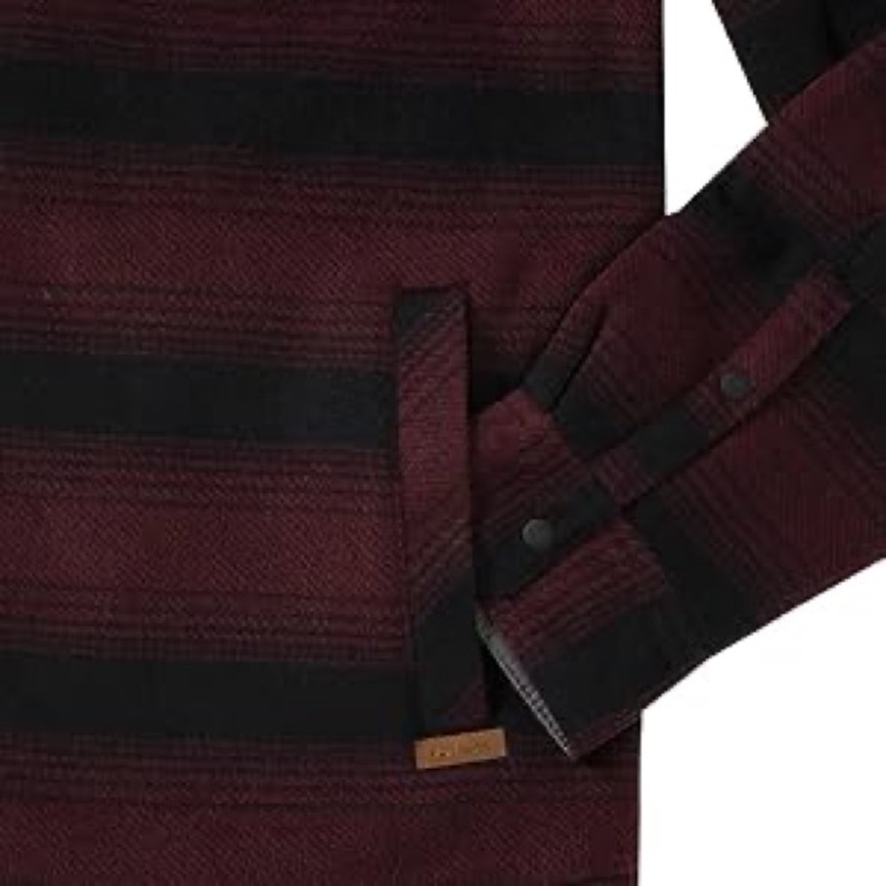 NWT Burgundy and Black Plaid Men's Fleece Jacket - Picture 10 of 10